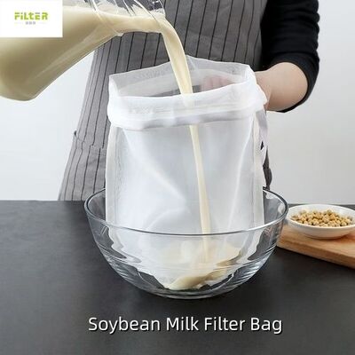 Durable Liquid Filter Bag with drawstring closure suitable for filtering milk juice soymilk and other liquid applications