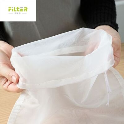 Liquid Filter Bag Food Grade Nylon Mesh Strainer Reusable Drawstring Closure Suitable for Juice Vegetable and Fruit Filtration Purposes